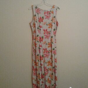 Vintage floral linen blend maxi dress